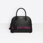 Balenciaga Black/Pink Logo Ville Top Handle S Bag