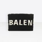 Balenciaga Black/White Logo Everyday Shearling Pouch Bag