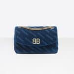 Balenciaga Bleu Nuit BB Chain M Quilted Velvet Bag