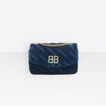 Balenciaga Bleu Nuit BB Chain Wallet Quilted Velvet Bag