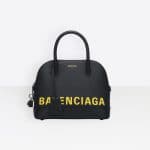 Balenciaga Navy/Yellow Logo Ville Top Handle S Bag