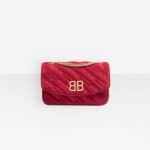 Balenciaga Red BB Chain Wallet Quilted Velvet Bag