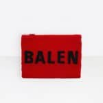 Balenciaga Red/Black Logo Everyday Shearling Pouch Bag
