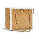 Chanel Beige Shearling Lambskin Coco Neige Small Shopping Bag