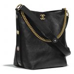 Chanel Black Button Up Large Hobo Bag