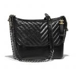 Chanel Black Chevron Gabrielle Hobo Bag