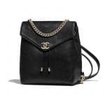 Chanel Black Coco Chevron Backpack Bag