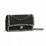 Chanel Black Denim/Braid Classic Medium Flap Bag