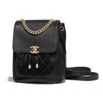 Chanel Black Grained Calfskin Backpack Bag