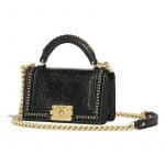 Chanel Black Lizard Boy Chanel Handle Small Bag