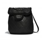 Chanel Black Shearling Lambskin Coco Neige Backpack Bag