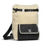 Chanel Black/Ecru Wool/Nylon/Calfskin Coco Neige Large Backpack Bag