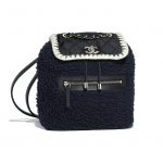 Chanel Black/Navy Blue Wool/Nylon/Calfskin Coco Neige Backpack Bag