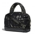 Chanel Black/Navy/Brown/Ecru Nylon/Tweed Coco Neige Large Bowling Bag