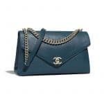 Chanel Blue Coco Chevron Large Flap Bag