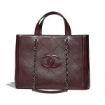 Chanel Burgundy Grained Deerskin CC Medium Shopping Bag