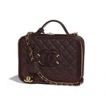 Chanel Burgundy Metallic Lambskin CC Filigree Vanity Case Medium Bag