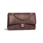 Chanel Burgundy/Black Python Classic Medium Flap Bag