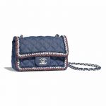 Chanel Dark Blue Denim/Braid Classic Mini Flap Bag