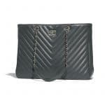 Chanel Gray Calfskin Chevron Large Shopping Bag