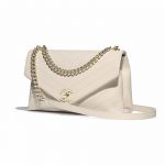 Chanel Ivory Coco Chevron Medium Flap Bag
