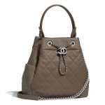 Chanel Khaki Chain Bucket Small Bag