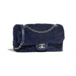 Chanel Navy Blue Embroidered Orylag Flap Bag