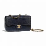 Chanel Navy Blue Lizard Classic Mini Flap Bag