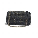 Chanel Navy Blue/Black Tweed/Elaphe CC Filigree Flap Bag