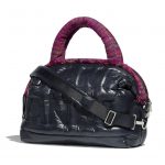 Chanel Navy Blue/Fuchsia Nylon/Tweed Coco Neige Large Bowling Bag