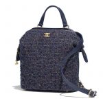 Chanel Navy Blue/Purple/Red Tweed Backpack Bag