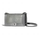 Chanel Silver Python Old Medium Boy Flap Bag