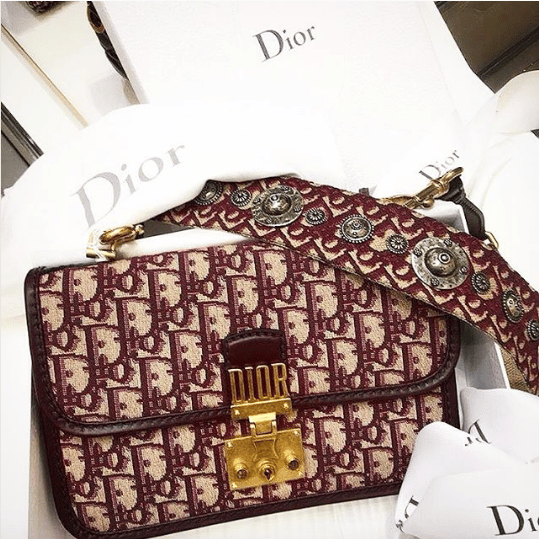 Christian Dior Dioraddict Flap Bag with Strap Oblique Canvas Medium Red  2431731