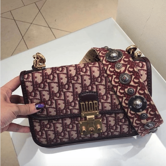 Dior Burgundy Oblique Canvas Dioraddict Flap Bag