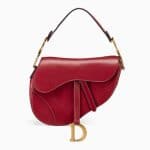 Dior Red Calfskin Medium Saddle Bag