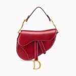 Dior Red Calfskin Mini Saddle Bag
