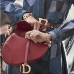 Dior Red Calfskin Saddle Bag