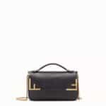 Fendi Black Leather/FF Pattern Double F Bag 1