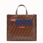 Fendi Brown Fendi Mania Appliqué FF Shopper Bag