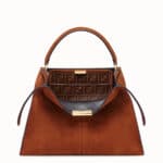 Fendi Brown Suede Peekaboo X-Lite Bag