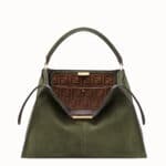 Fendi Green Suede Peekaboo X-Lite Bag