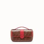 Fendi Red Leather/FF Pattern Double F Bag 2