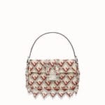 Fendi White/Red Embroidered Baguette Bag