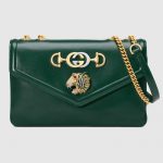 Gucci Dark Green Tiger Head Medium Shoulder Bag