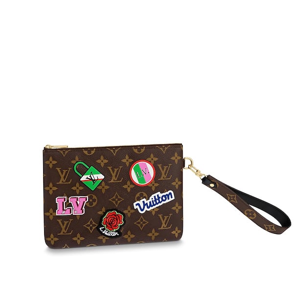 NEW LOUIS VUITTON Large CITY POUCH + RECEIPT, Stories Collection, Patches