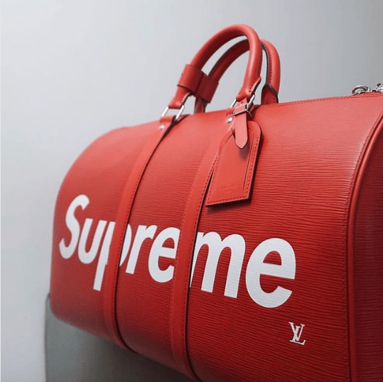 LOUIS VUITTON X SUPREME LIMITED EDITION RED EPI DUFFLE KEEPALL 45