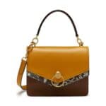 Mulberry Cedar Brown/Deep Amber/Natural Silky Calf & Python Harlow Satchel Bag