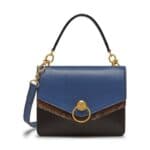 Mulberry Chocolate Brown/Pale Navy/Liquorice Silky Calf & Python Harlow Satchel Bag