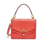 Mulberry Dusty Coral Croc Print Harlow Satchel Bag