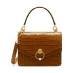 Mulberry Tobacco Brown Croc Print Harlow Satchel Bag